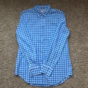 J. Crew Factory Blue and White Gingham Button-Down Shirt